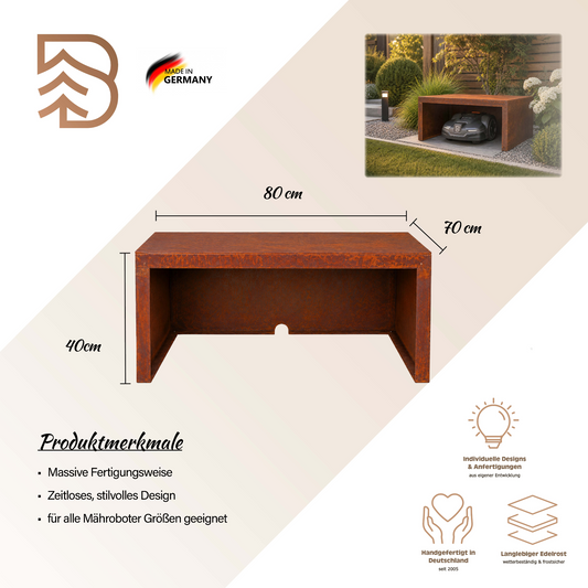 Mährobotergarage mit Metallabdeckung, 80 × 70 × 35 cm
