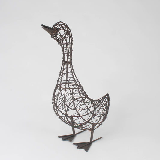 Gänse-Skulptur aus Metall, Drahtgeflecht, 46 cm, rustikal
