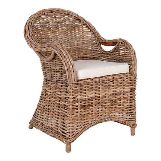 Gartenstuhl Larisa, aus Kubu-Rattan, Naturgrau, inkl. Kissen