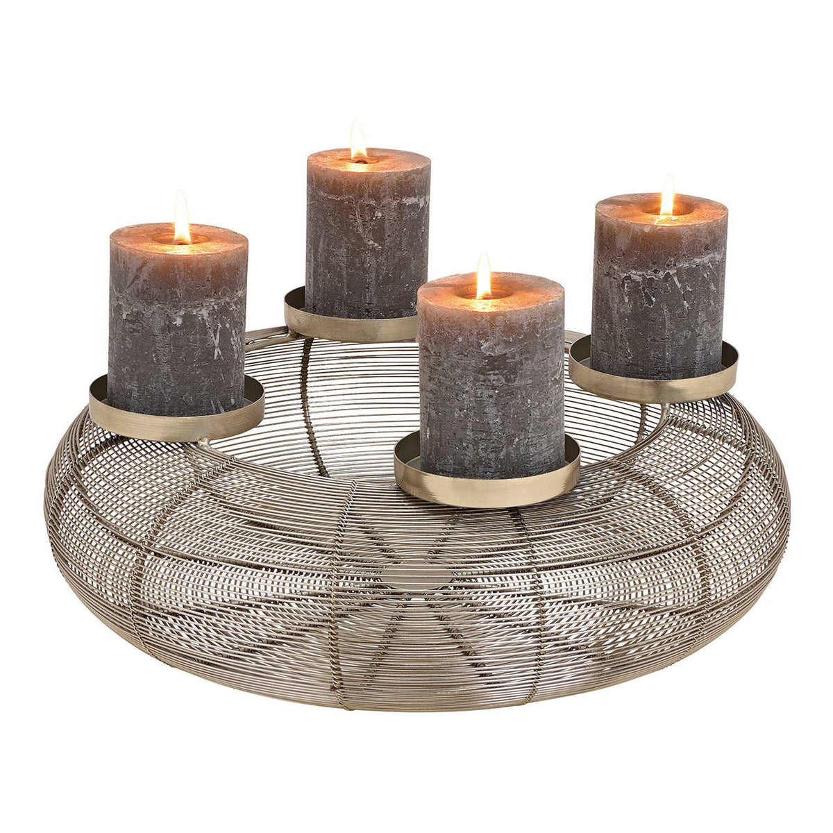 Adventskranz aus Metall, Ø 38 cm, Korbdesign in Silber