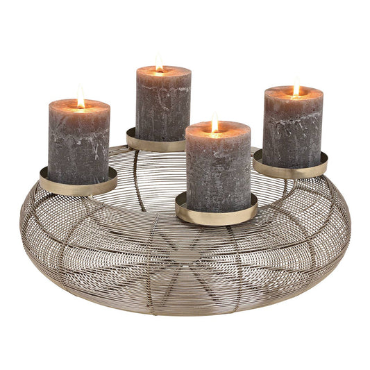Adventskranz aus Metall, Ø 38 cm, Korbdesign in Silber