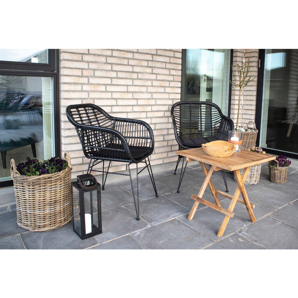 Sessel Trieste – Stuhl aus schwarzem Polyrattan mit Kissen