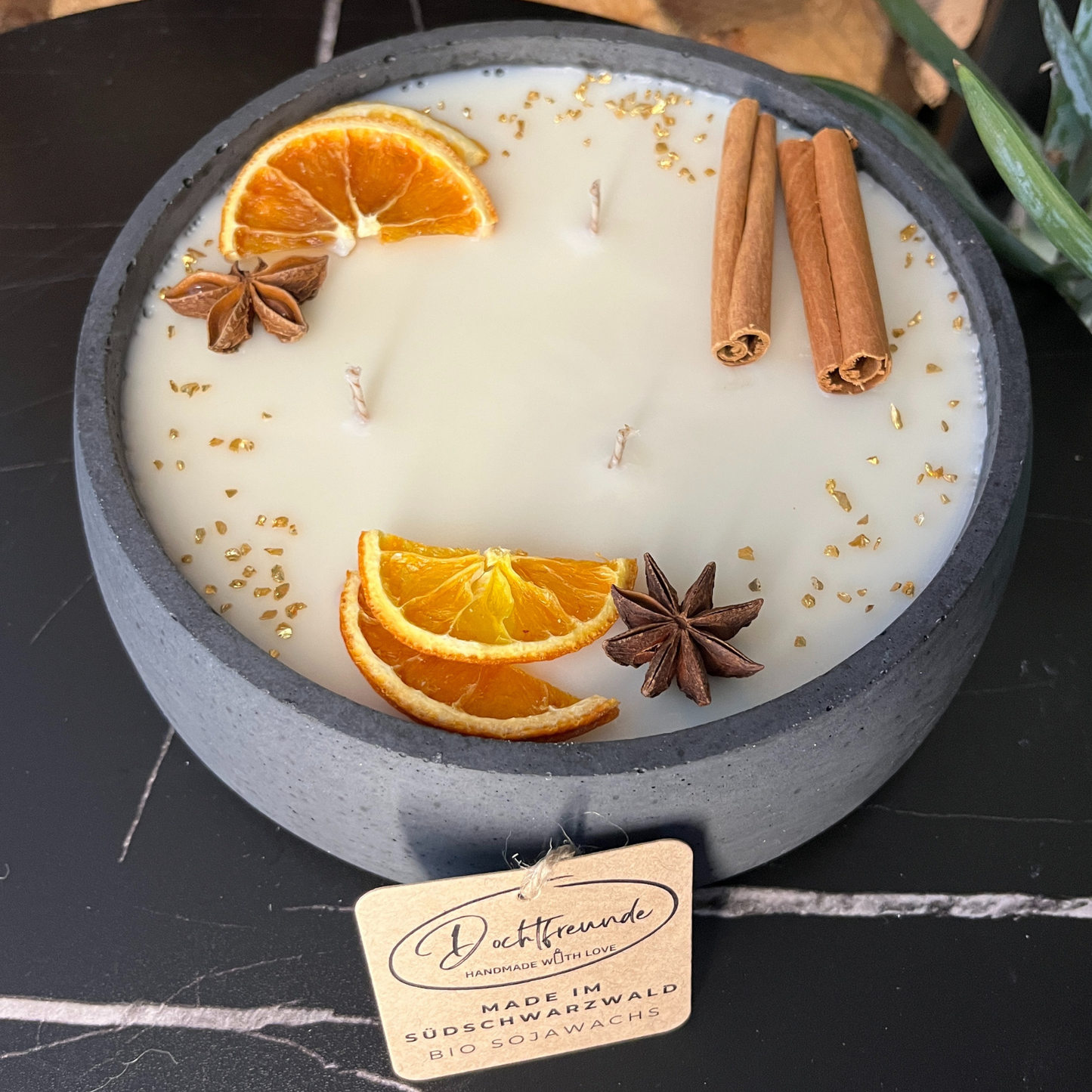 Handgemachte Betonkerze "Big Black" Duft Vanilla Toffee von DochtFreunde