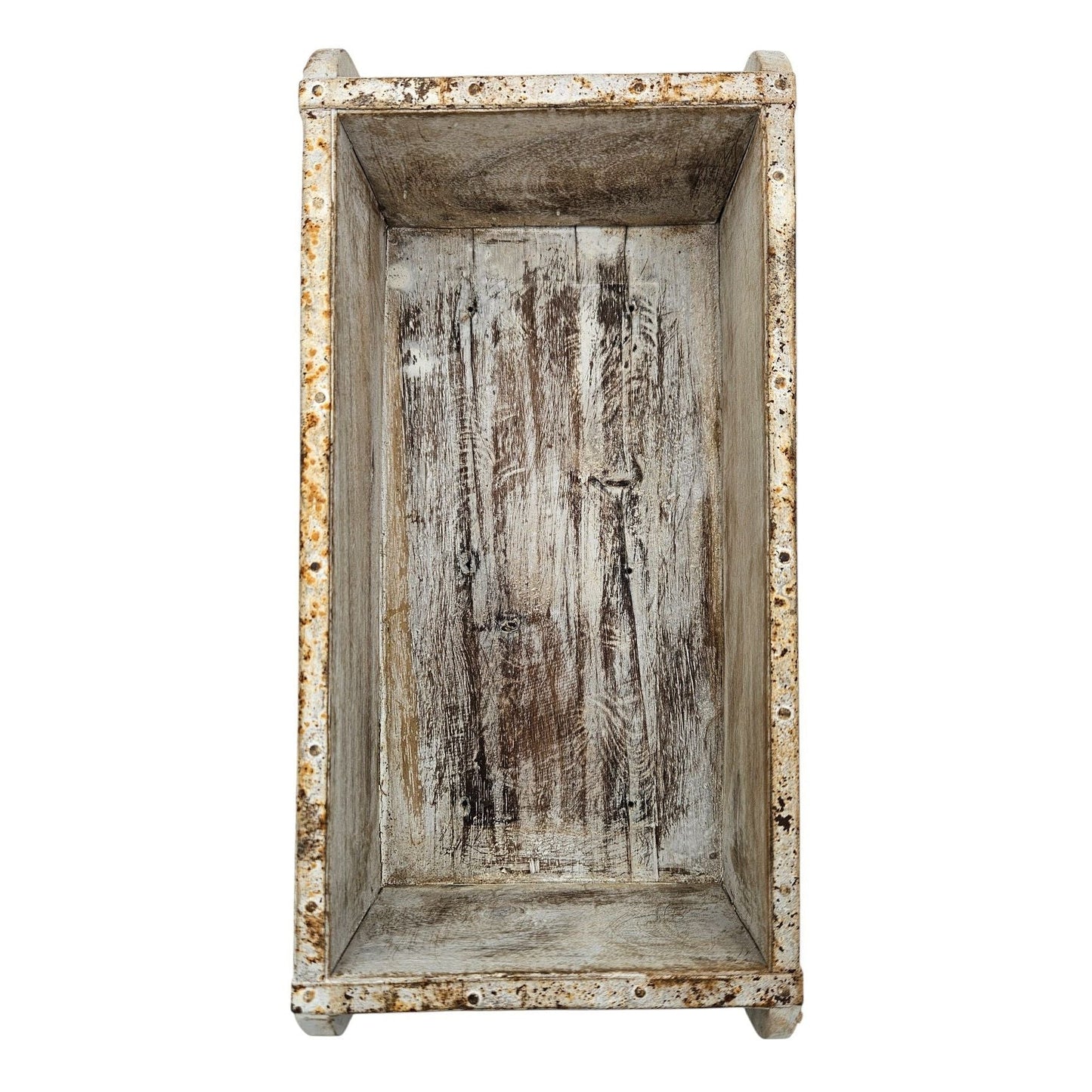 Holzkiste weiß Ziegelform Ziegelsteinform Kiste recyceltes Holz Kasten 30 cm