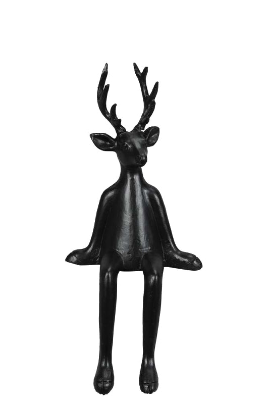 Kantenhocker Hirsch aus Polyresin, 32 cm, Schwarz