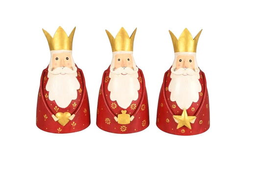 3er Set Figuren aus Eisen, Rot-Gold, 19 cm