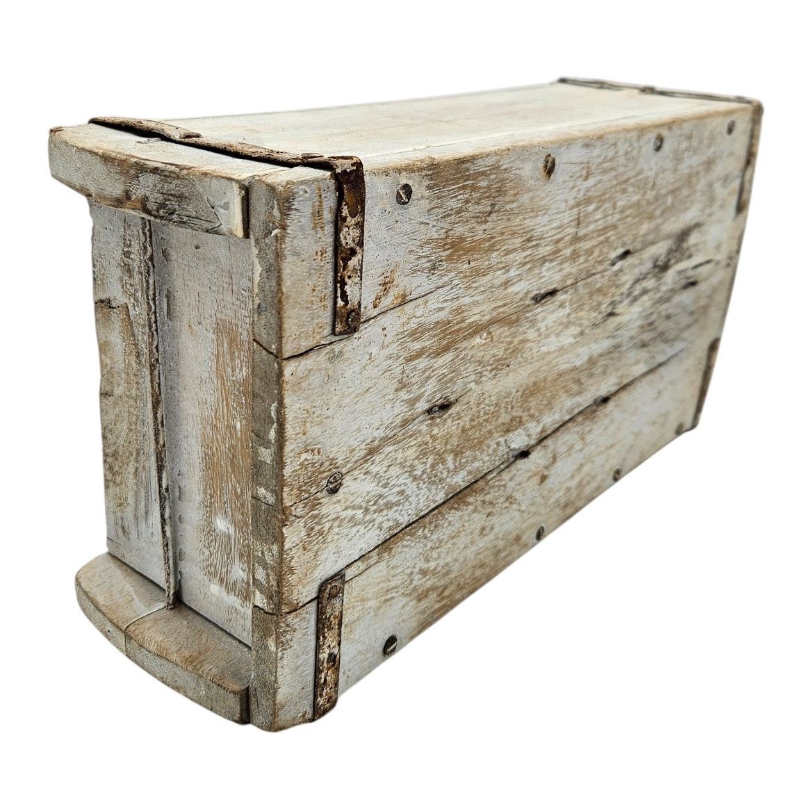 Holzkiste weiß Ziegelform Ziegelsteinform Kiste recyceltes Holz Kasten 30 cm