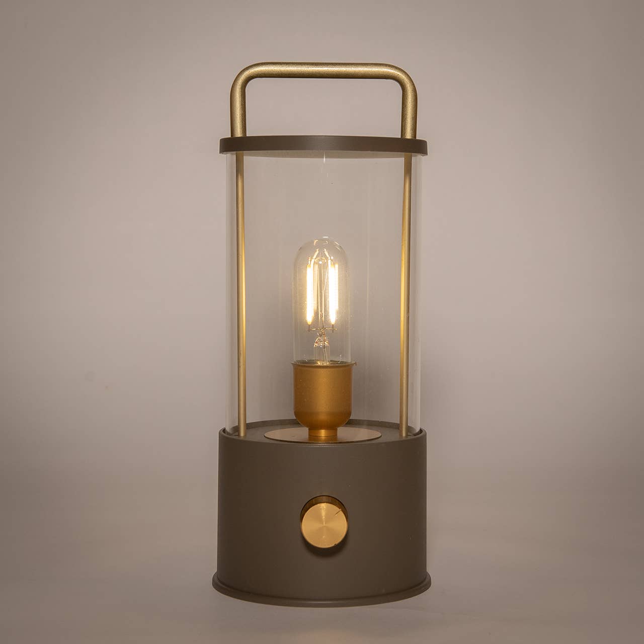 Laterne IP44 Warmweiss Dimmbar, LED incklusiv 80cm USB Zuleitung aus Kunststoff, Matt Taupe(B/H/T) 11x25x11cm