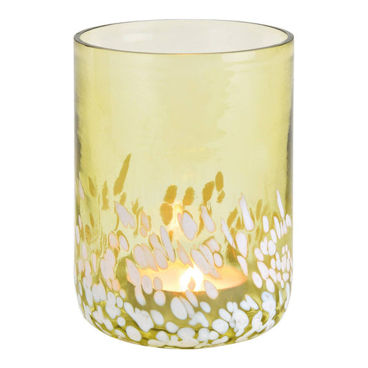 Windlicht aus Glas, H 14 cm, dekoratives Grün