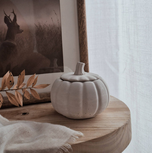 Sojawachskerze im Keramikkürbis