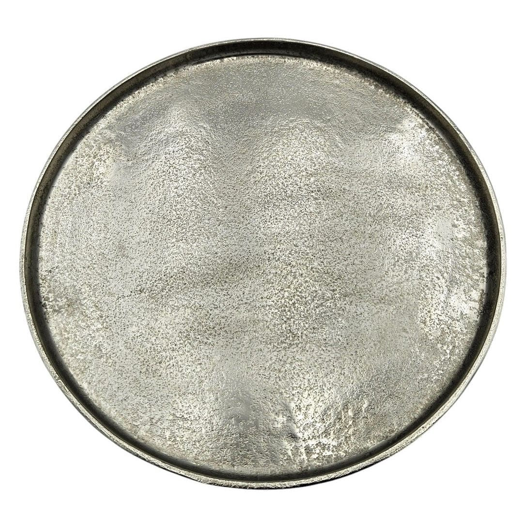 Deko Teller Schale silber rund 35 cm Kerzentablett Schale Metall