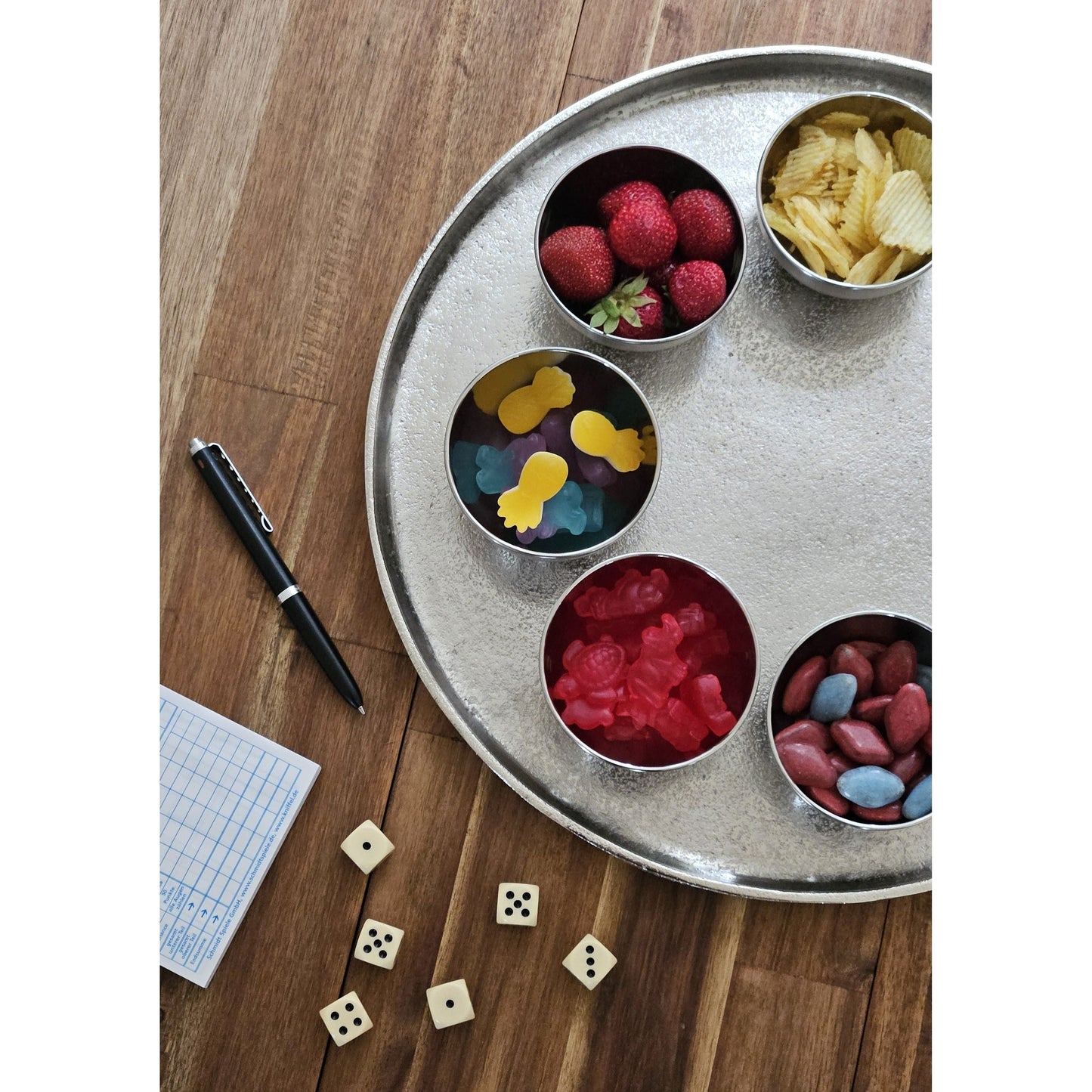 Deko Teller Schale silber rund 35 cm Kerzentablett Schale Metall