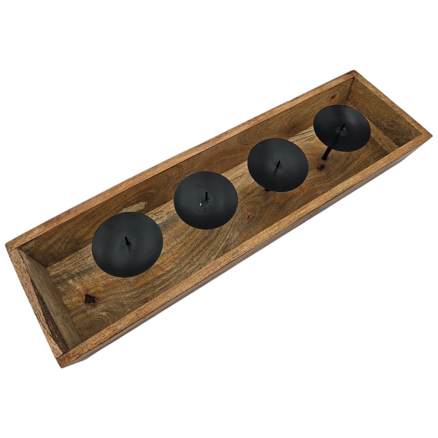 Kerzenhalter Kerzenständer Tablett Holz Mangoholz Advent Deko für 4 Kerzen 53 cm