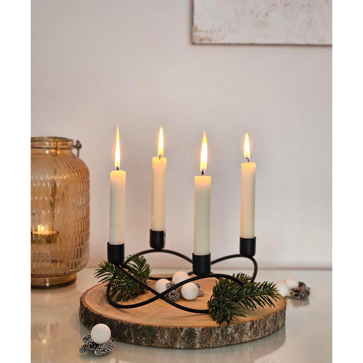 Kerzenständer schwarz Metall Kerzenleuchter Kerzenhalter Adventskranz Ø 21 cm