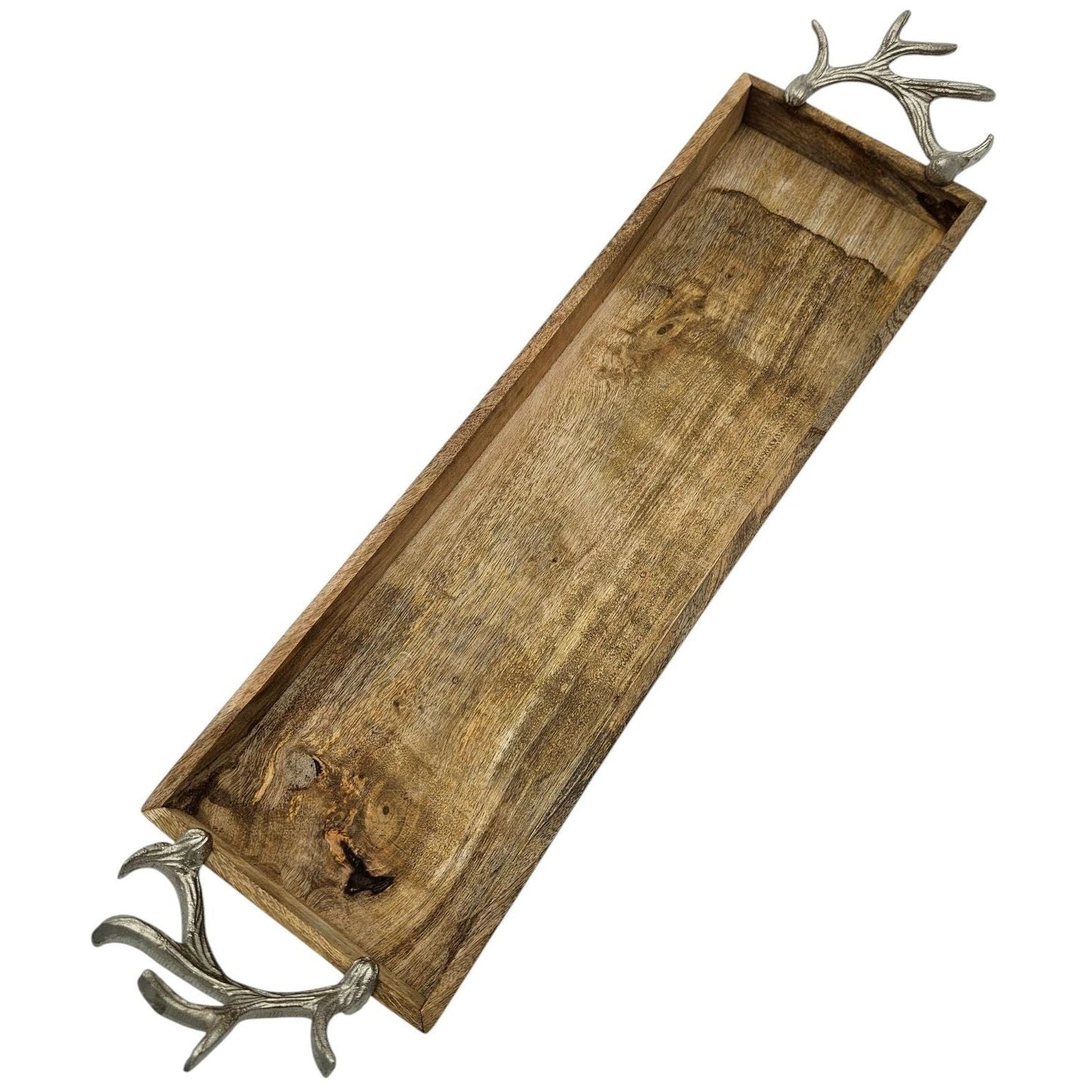 Tablett Mangoholz langes Tablett Kerzentablett Serviertablett 68 cm Holz