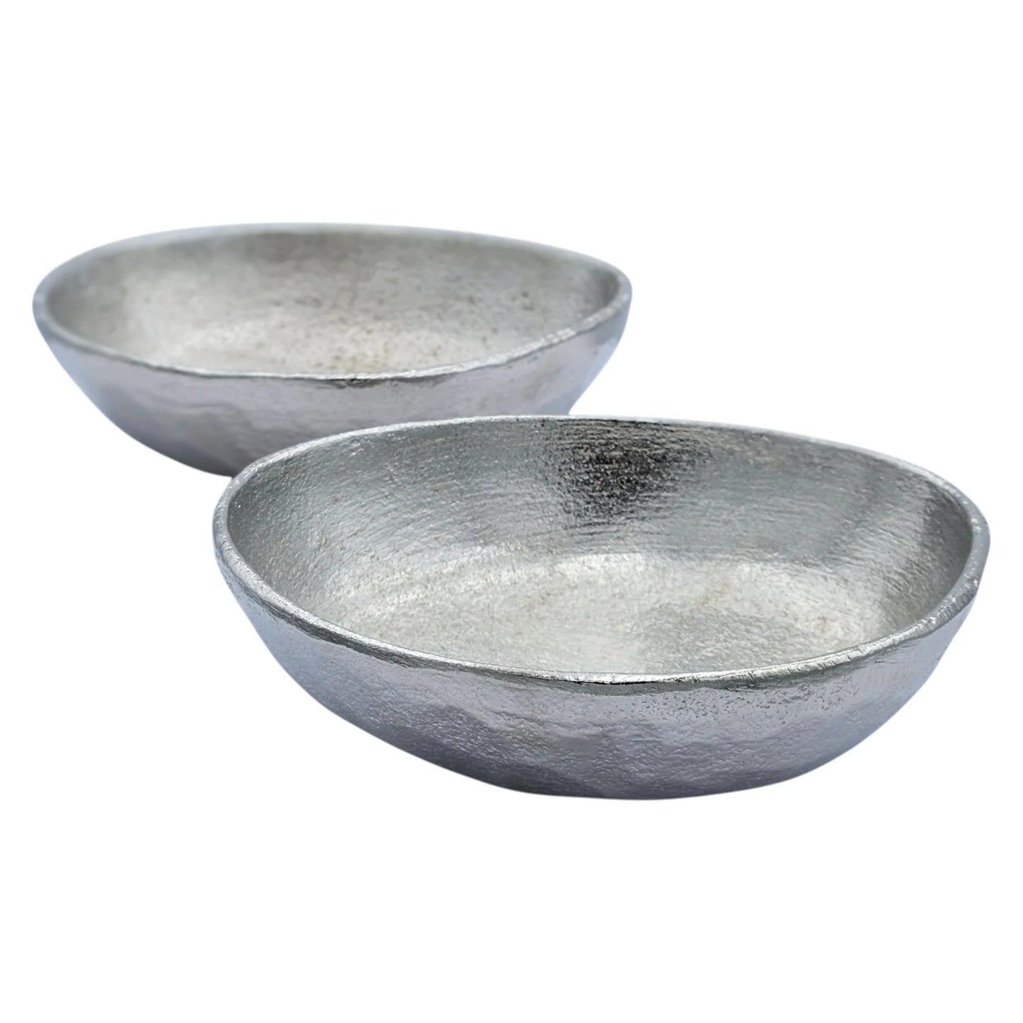 Metallschale klein Schälchen 2er Set Dekoschale Metallschale rund oval Kerzensand silber