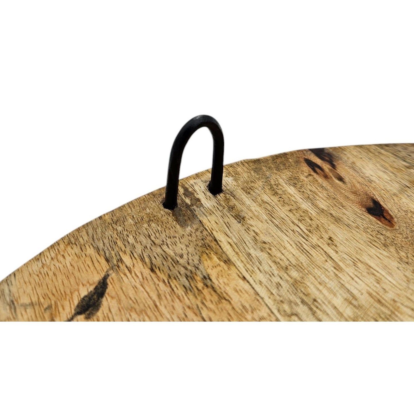 Servierplatte Dekoteller Mangoholz Kerzenbrett rund Holz braun Metall Fuß B-WARE