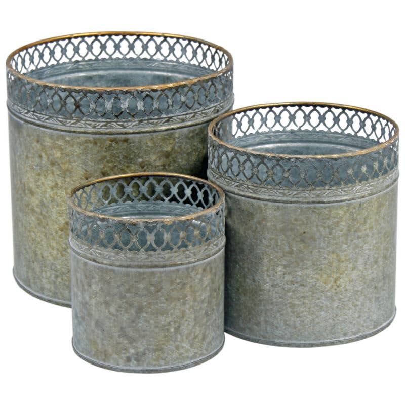 Pflanzgefäße 3er-Set aus verzinktem Metall