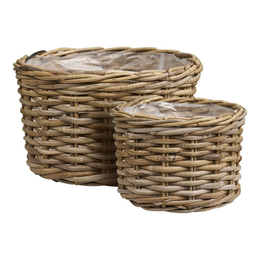 Körbe aus Rattan, 2-teiliges natürliches Set
