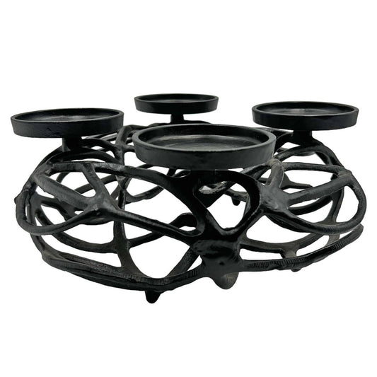 Kerzenhalter aus Aluminium für 4 Kerzen, Schwarz