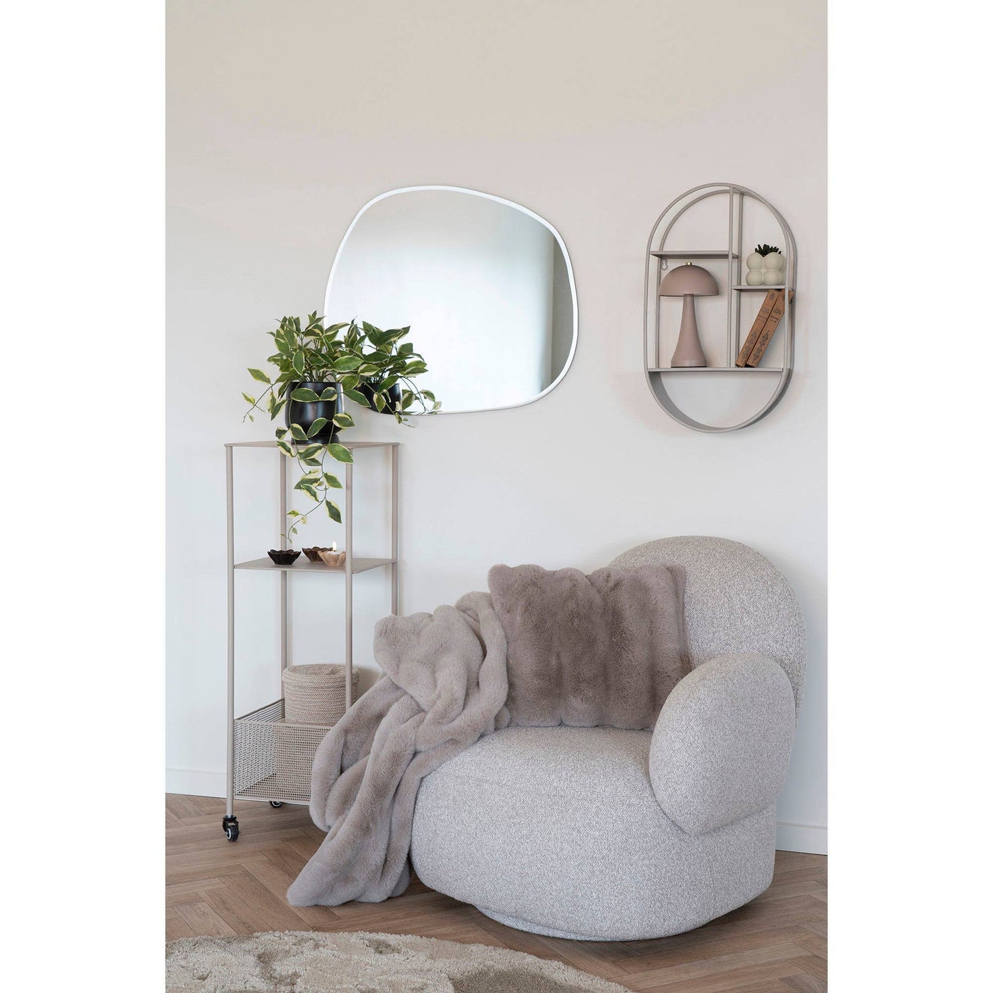 Galena Plaid - Beige Decke aus Kunstpelz