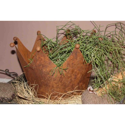 Gartendeko Rost Krone | Edelrost Übertopf mit Bodenplatte