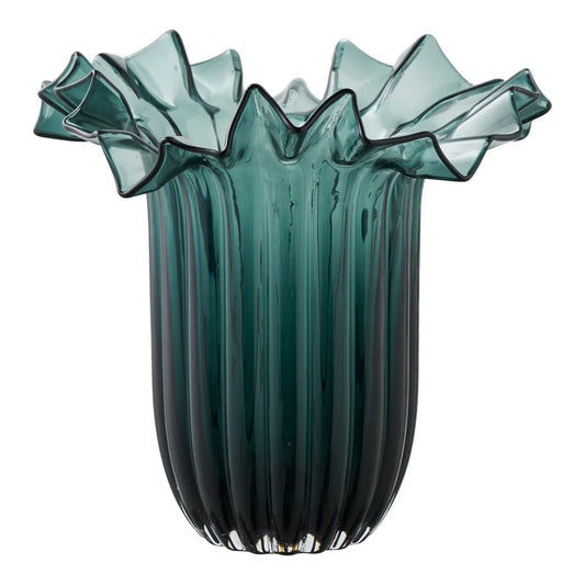 Vase aus mundgeblasenem Glas, Dunkelgrün, Ø 25 × 30 cm