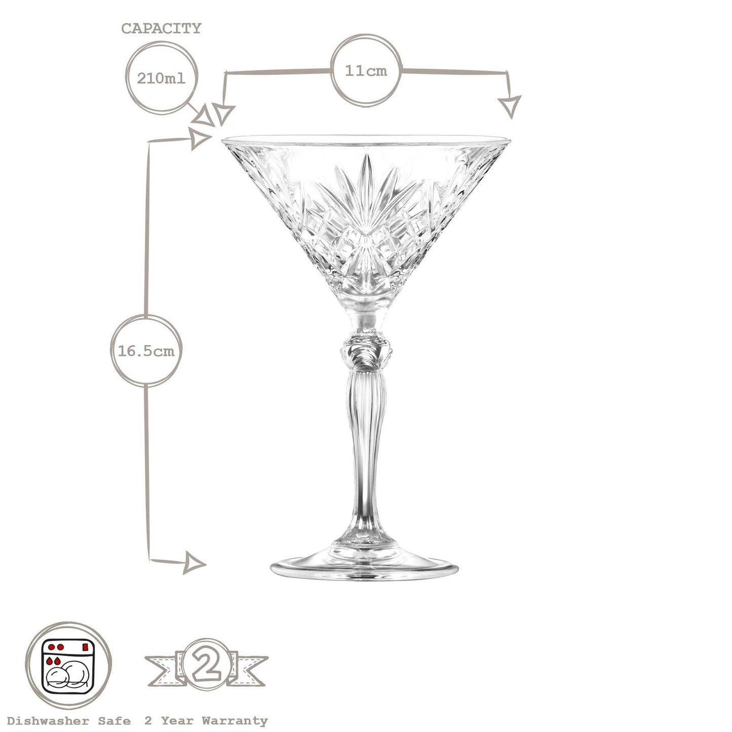 210 ml Melodia-Martini-Glas – Von RCR Crystal