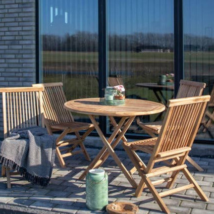 Gartentisch Oviedo rund aus Teakholz, Ø 100 cm, Natur
