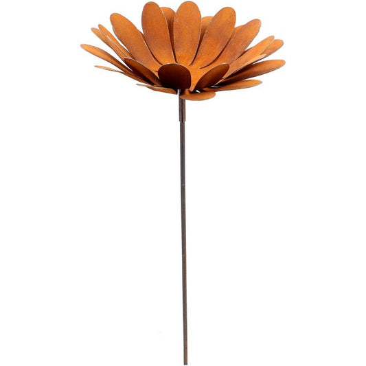 Metall Stecker Blüte Offen – dekorative Gartendeko in Edelrost