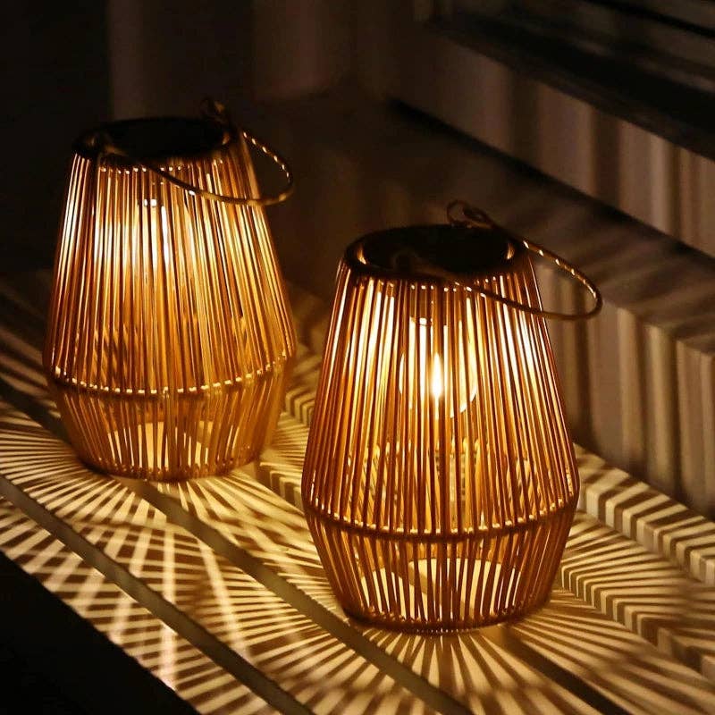 Solar-Rattanlaternen 2er-Set – Nachhaltige Gartenbeleuchtung mit Boho-Charme