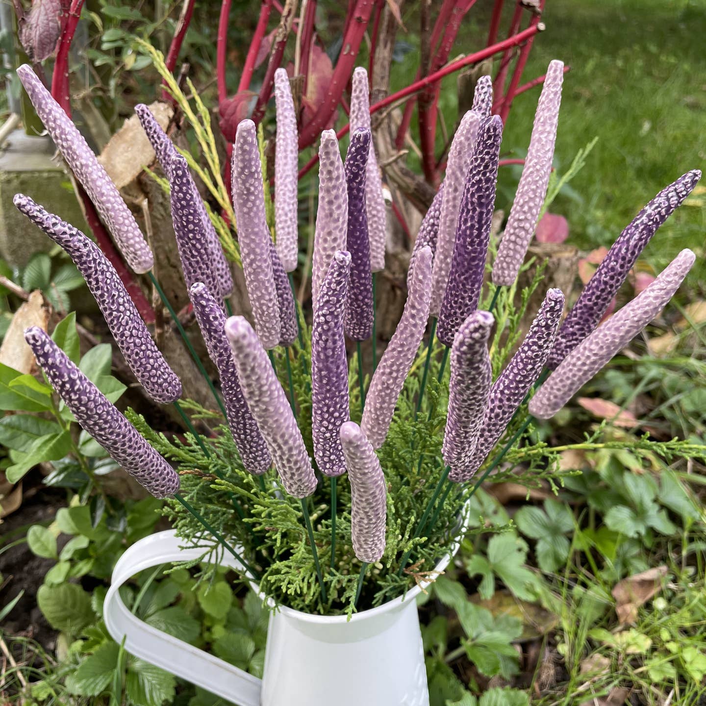 Keramikblume Lavendel – Pflanzenpfahl im 2er-Set
