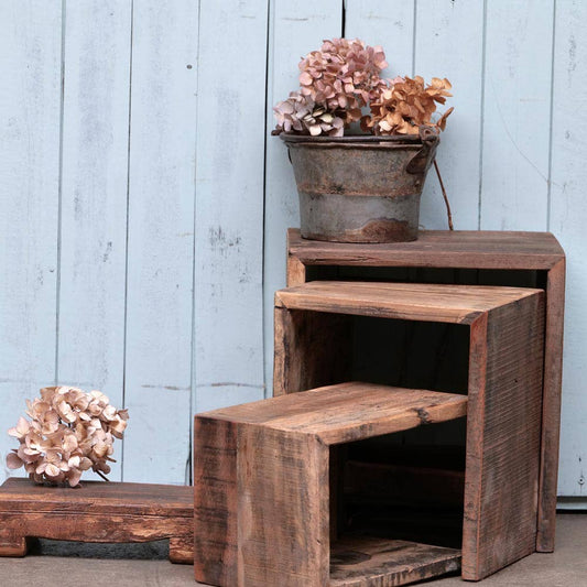 Housewood Hocker 3er Set – vielseitige Möbel aus recyceltem Holz