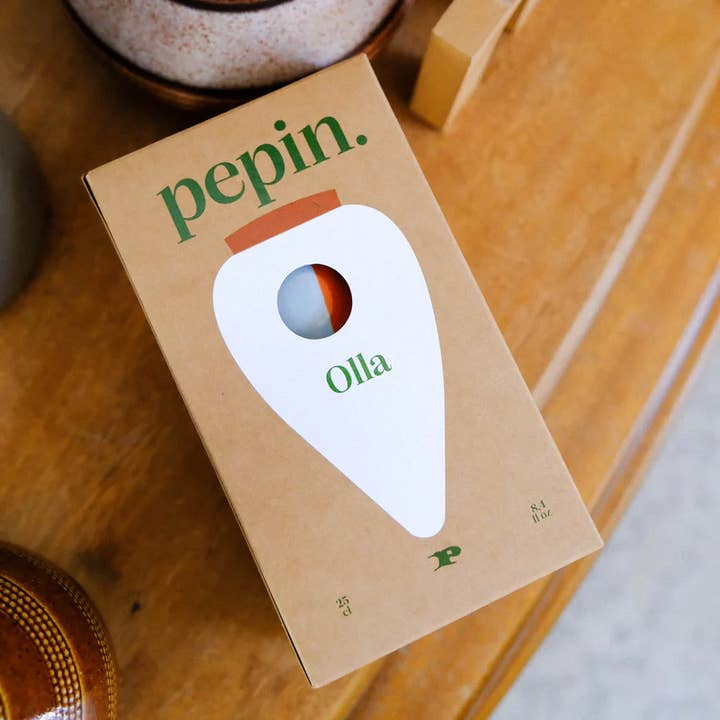 Olla – Orange & blaue Streifen, handgefertigt