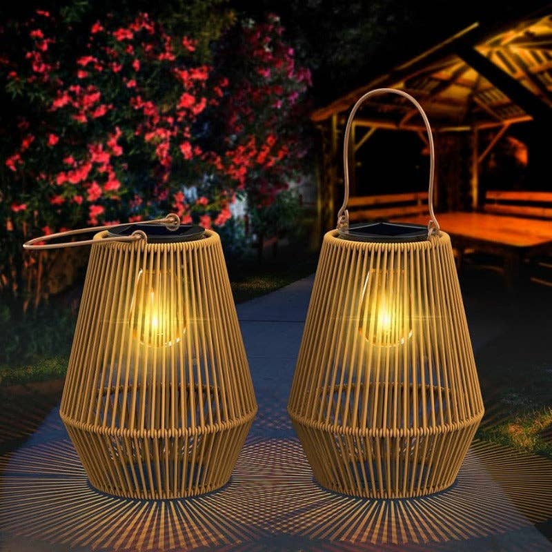 Solar-Rattanlaternen 2er-Set – Nachhaltige Gartenbeleuchtung mit Boho-Charme