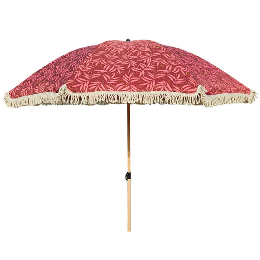 Sonnenschirm Strandschirm Schirm UV Schutz mit Tasche Fransen Rot Ø 170 cm