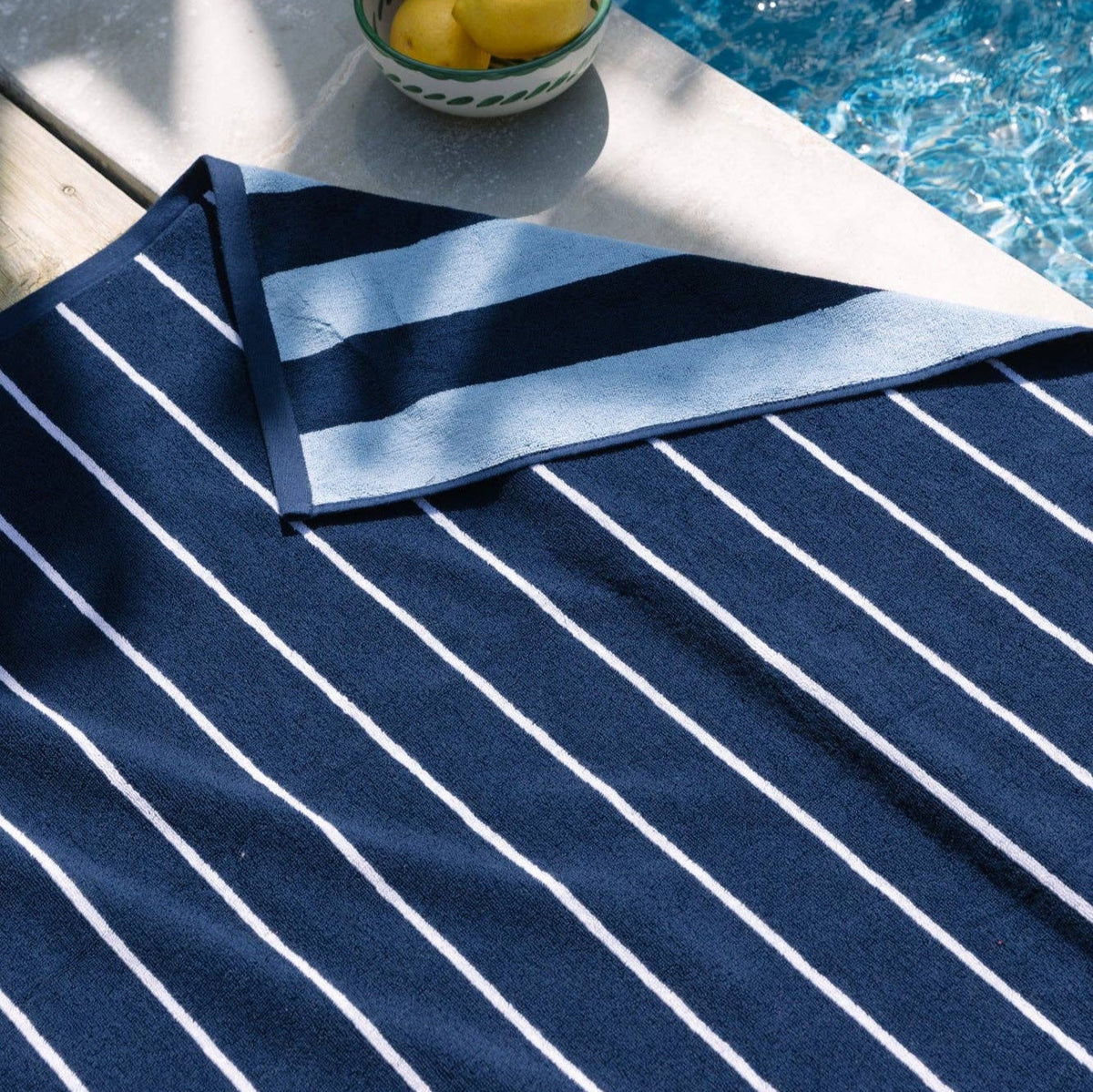 Premium Strandtuch Pena, aus Baumwolle, Navy Blue, 100 × 180 cm