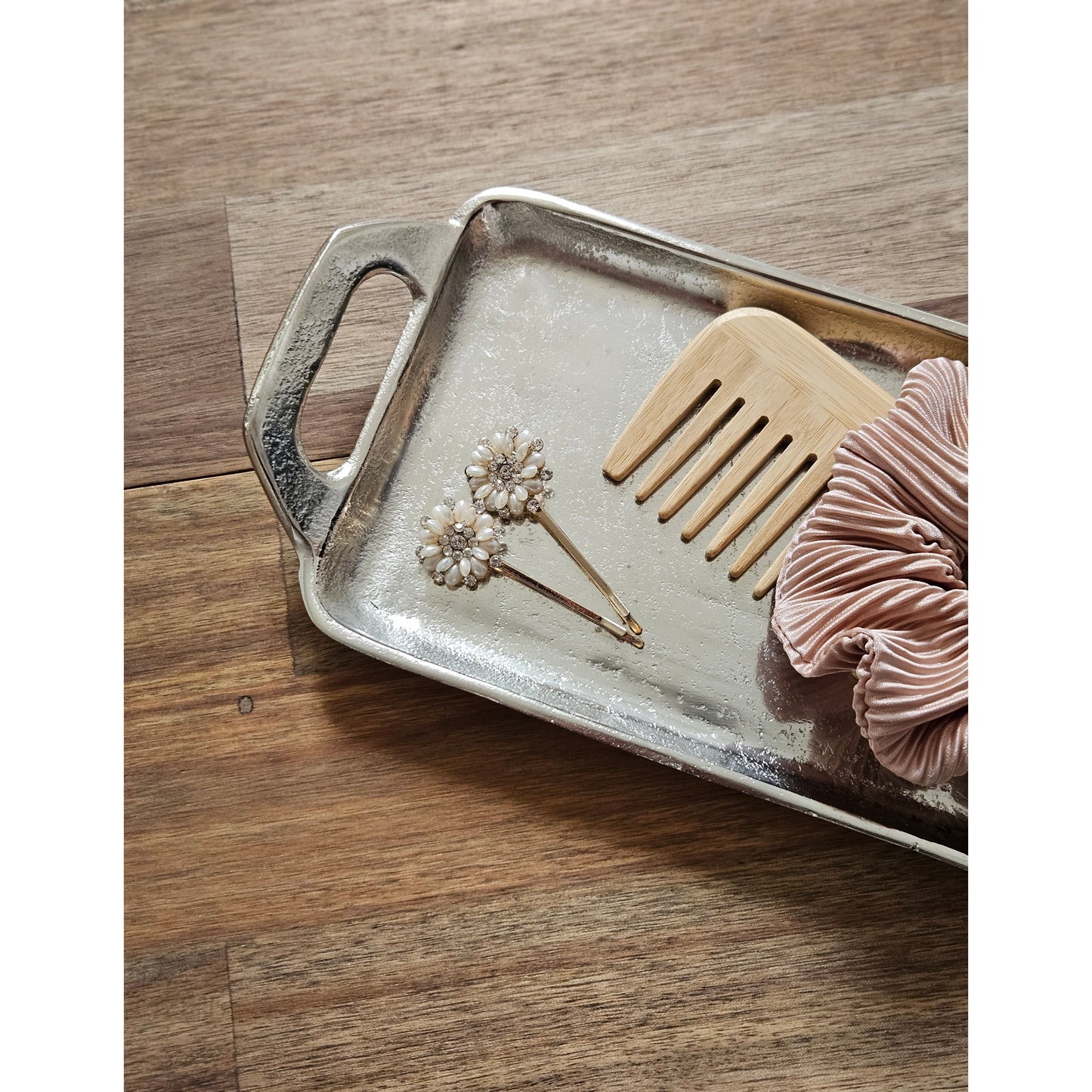 Tablett Dekotablett silber Metalltablett Metall Teller Kerzenteller 44x13 cm