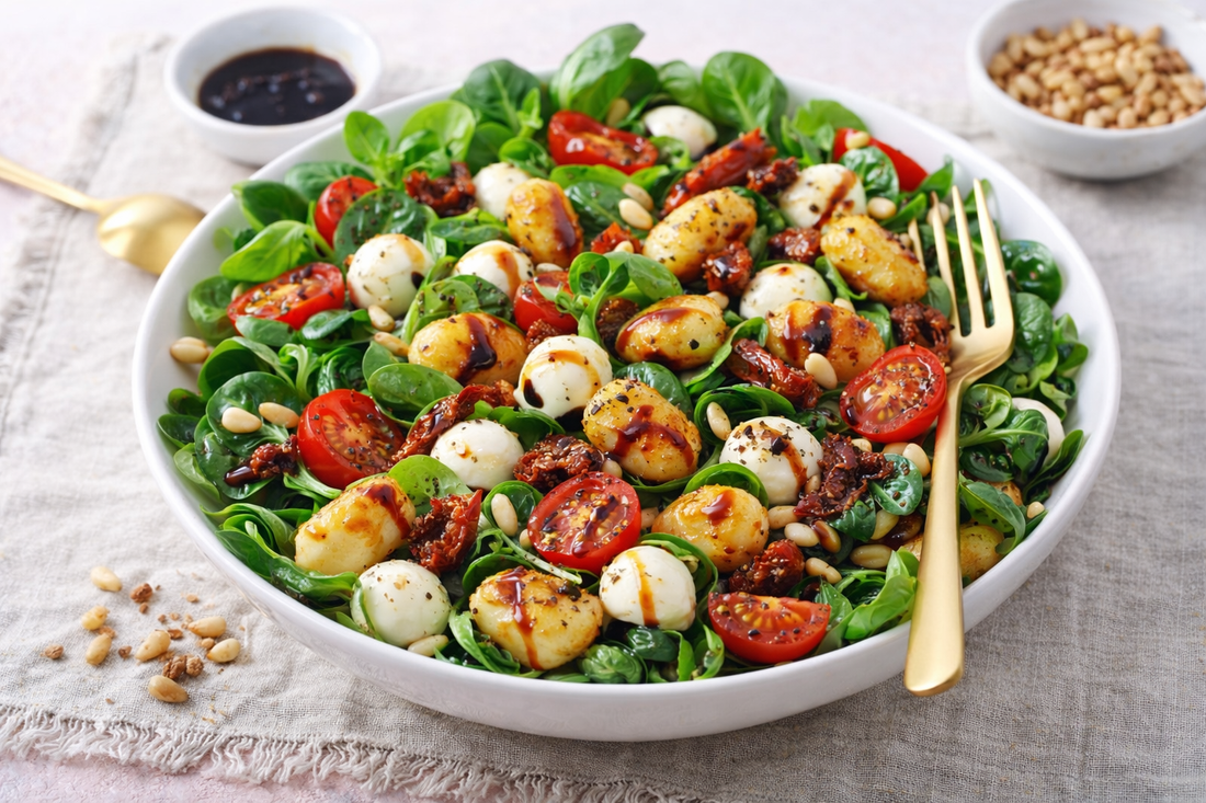 Gnocchi-Feldsalat mit getrockneten Tomaten – Mediterraner Sattmacher in 15 Minuten
