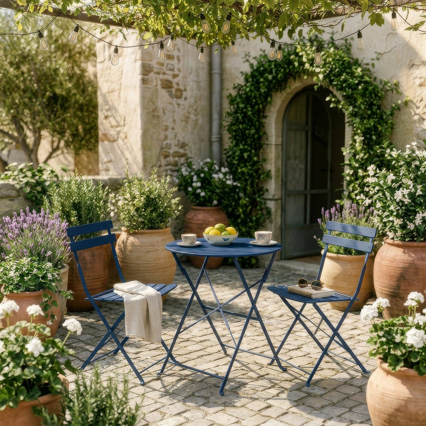 2-Sitzer Sussex Bistro-Set – rund: Marineblau