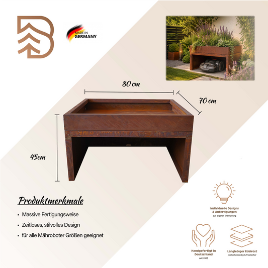 Mährobotergarage mit Pflanzwanne, 80 × 70 × 45 cm