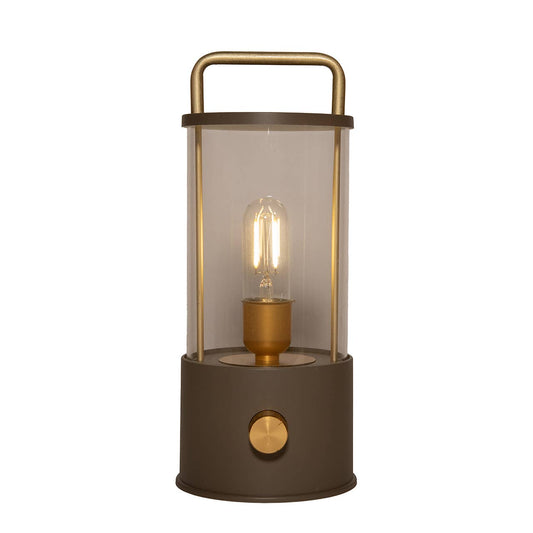 Laterne IP44 Warmweiss Dimmbar, LED incklusiv 80cm USB Zuleitung aus Kunststoff, Matt Taupe(B/H/T) 11x25x11cm