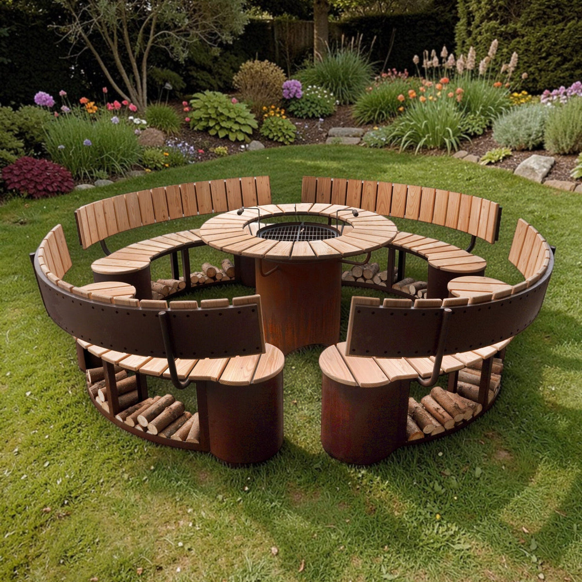 Grill & Feuerstelle Freiburg Deluxe, Ø 140 cm, 5-teilig