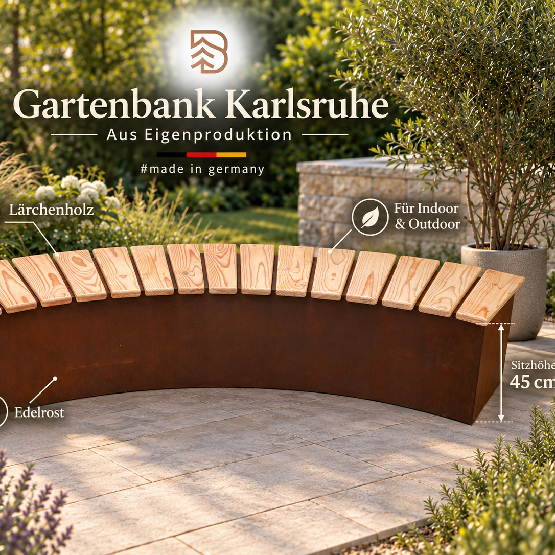 Bank Karlsruhe 200 cm, Lärchenholz & Edelrost