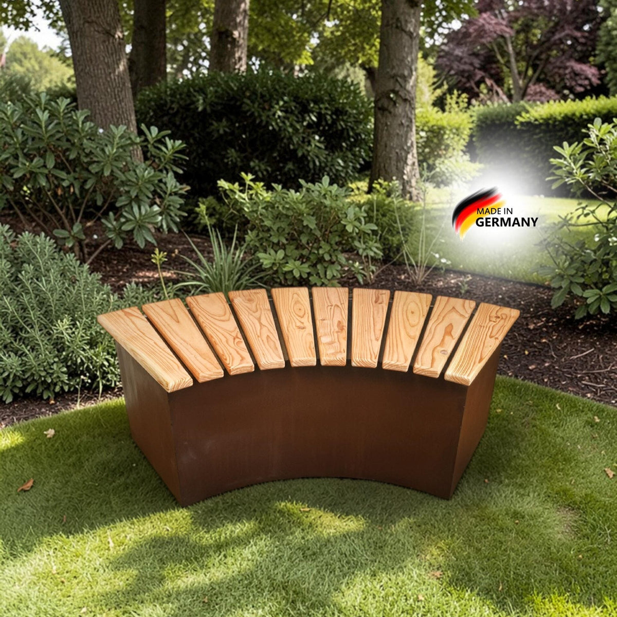Bank Karlsruhe 125 cm, Lärchenholz & Edelrost
