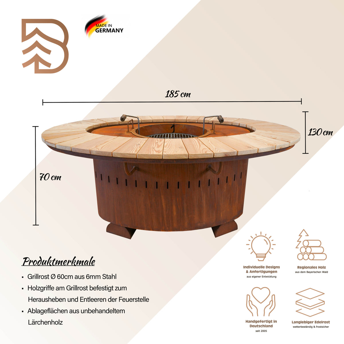 Grill & Feuerstelle Freiburg Deluxe, Ø 140 cm, 5-teilig