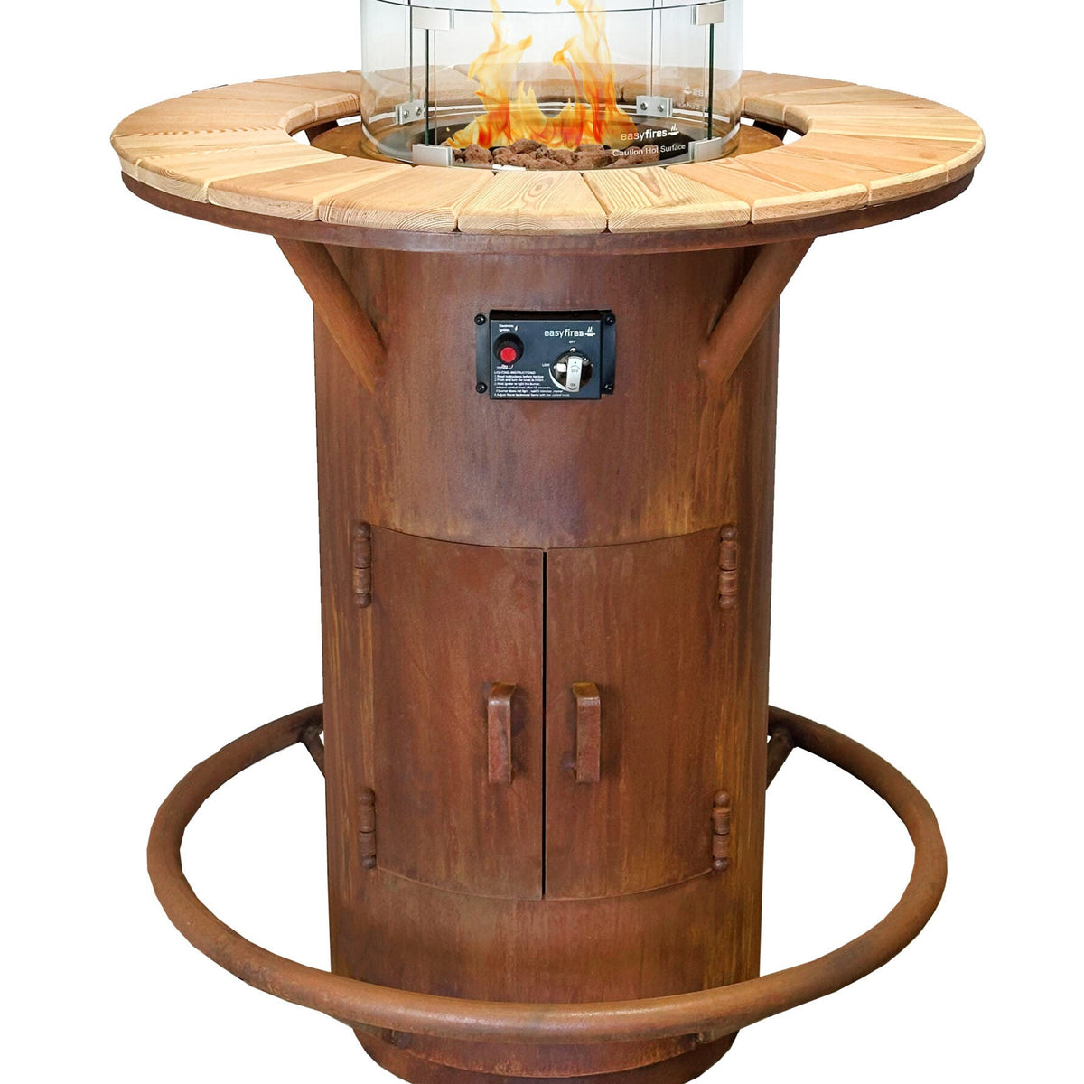 Stehtischofen Gasfeuer Ambiente, Ø 100 cm, mit Glasumrandung
