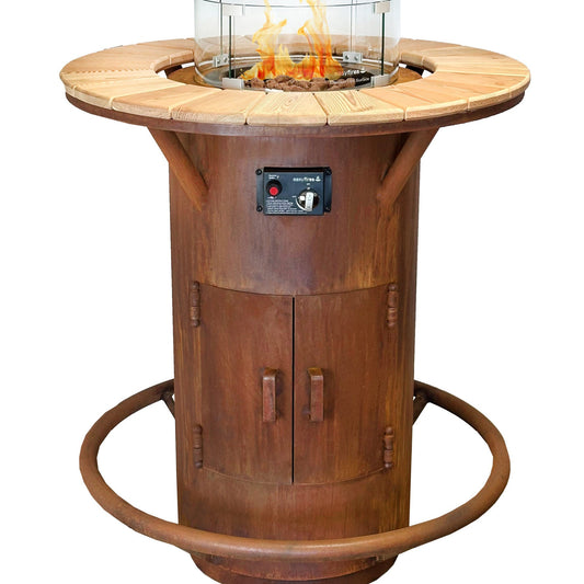 Stehtischofen Gasfeuer Ambiente, Ø 100 cm, mit Glasumrandung