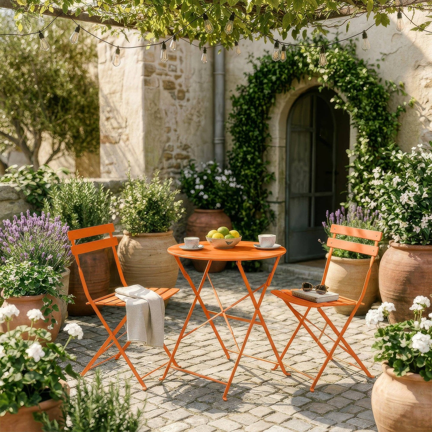 2-Sitzer Sussex Bistro-Set – rund: Gelb