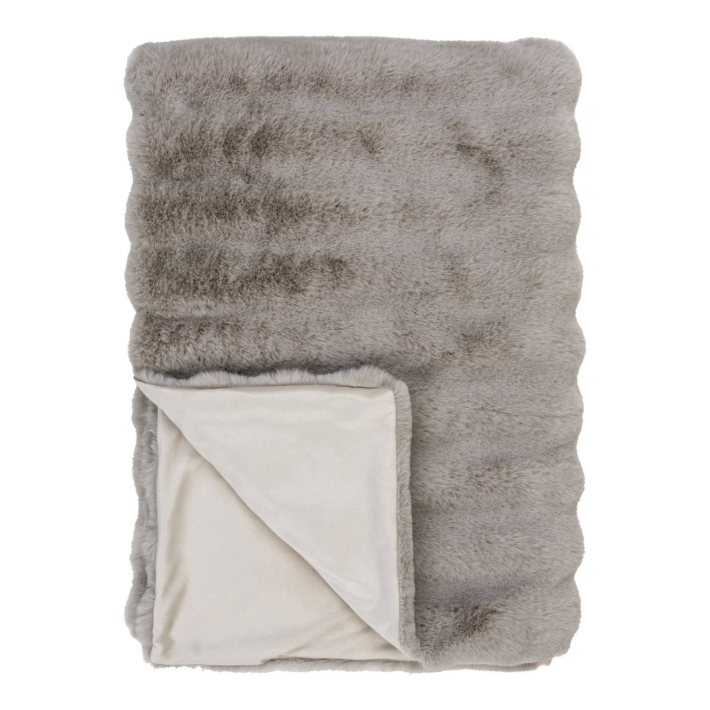 Galena Plaid - Beige Decke aus Kunstpelz